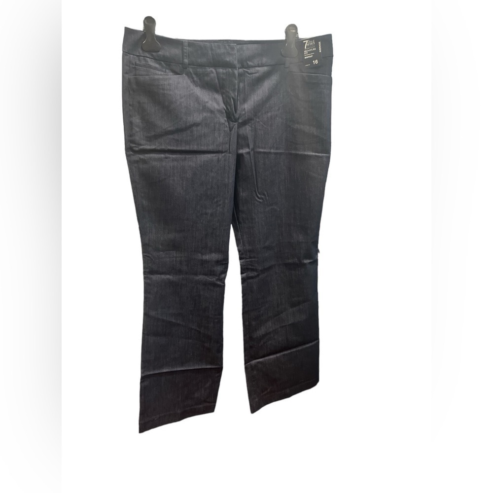 New York & Company 7th Avenue Bootcut Pants Dark Indigo Blue Stretch Size 16 NEW
